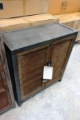 Timber framed/metal topped twin door cabinet