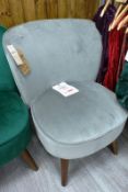 Cloth upholstered/timber leg bedroom chair, colour: grey