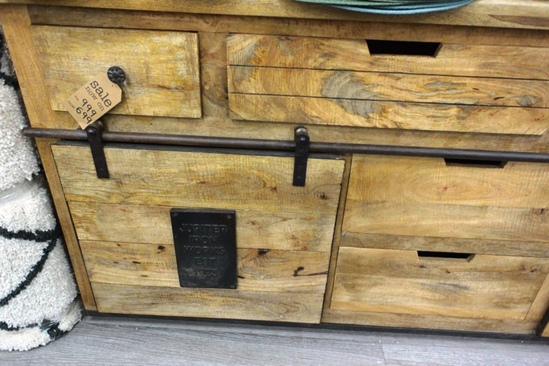 Timber framed sideboard, 6 drawer/2 sliding door - Image 3 of 4