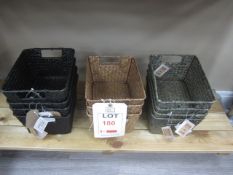 Qty of wicker storage baskets
