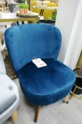 Cloth upholstered/timber leg bedroom chair, colour: blue