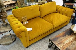 Gallery Direct Ltd Siab Model 1 Chesterfield, 3 seater cloth upholstered sofa, colour: saffron (boxe