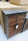 Timber framed/metal topped twin door cabinet