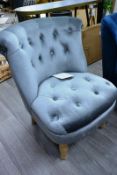 Cloth upholstered/timber leg bedroom chair, colour: silver,