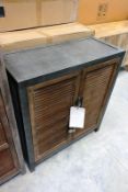 Timber framed/metal topped twin door cabinet