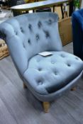 Cloth upholstered/timber leg bedroom chair, colour: silver,