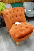 Cloth upholstered/timber leg bedroom chair, colour: orange