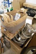 Quantity of various wicker, reed and felt baskets and bells