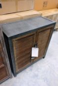 Timber framed/metal topped twin door cabinet