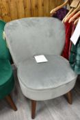 Cloth upholstered/timber leg bedroom chair, colour: grey