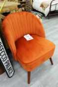 Cloth upholstered/timber leg bedroom chair, colour: orange
