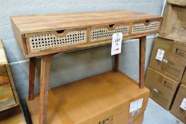 Dutch Import and Daughters Ltd rattan 3 drawer desk, finish: light strip pine/cane