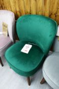 Cloth upholstered/timber leg bedroom chair, colour: green