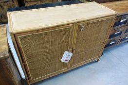 Timber/bamboo framed rattan fronted, 2 door cabinet