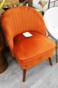 Cloth upholstered/timber leg bedroom chair, colour: orange