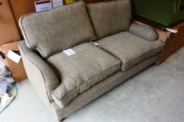 Cloth upholstered 2 seater sofa, colour: stone