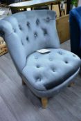 Cloth upholstered/timber leg bedroom chair, colour: silver,