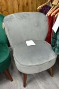 Cloth upholstered/timber leg bedroom chair, colour: grey