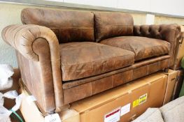 Gallery Direct Ltd Siab Model 1 Chesterfield, 3 seater leather sofa, colour: vintage brown (unboxed)