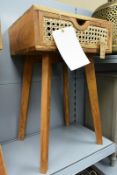 Timber/rattan single drawer bedside table