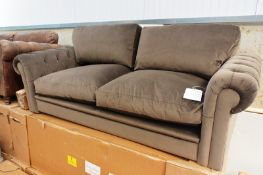 Gallery Direct Ltd Siab Model 1 Chesterfield, 3 seater cloth upholstered sofa, colour: truffle (boxe