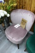 Cloth upholstered/timber leg bedroom chair, colour: pink