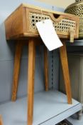 Timber/rattan single drawer bedside table