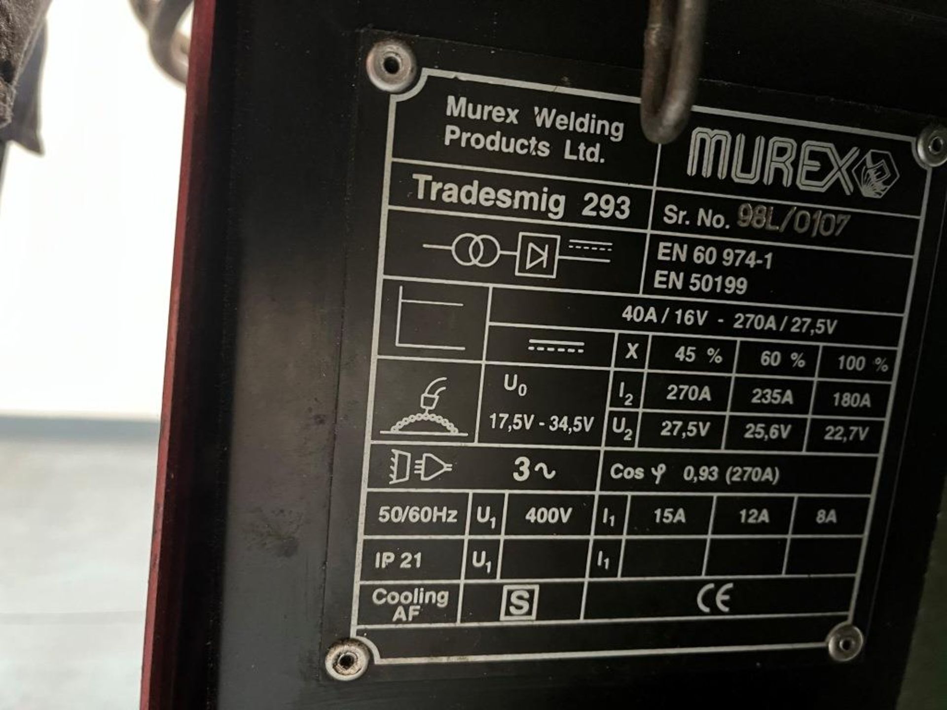 Murex Tradesmig 293 welder - Image 3 of 3