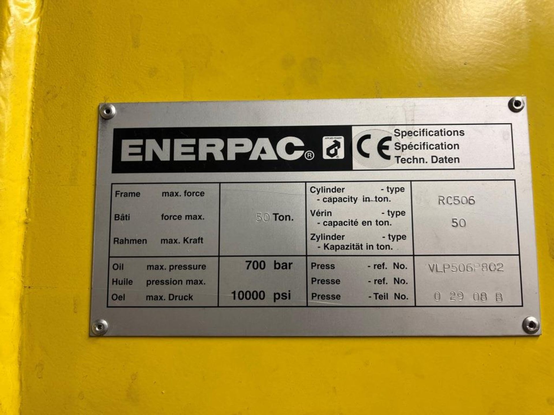 Enerpac VLP 50 ton hydraulic press, Please note: A work Method Statement and Risk Assessment must be - Image 3 of 5