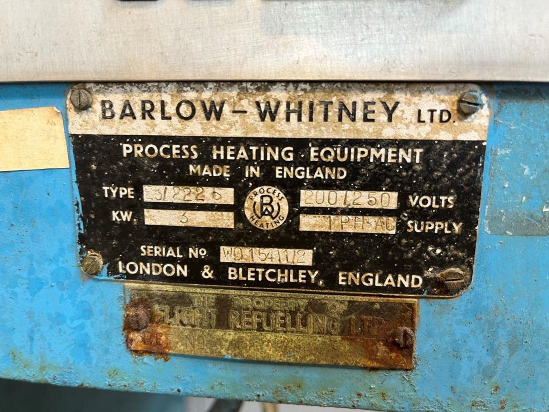 Barlow Whitney E3/2226 curing oven, Serial No. WD15411/2, Please note: A work Method Statement and - Image 2 of 2