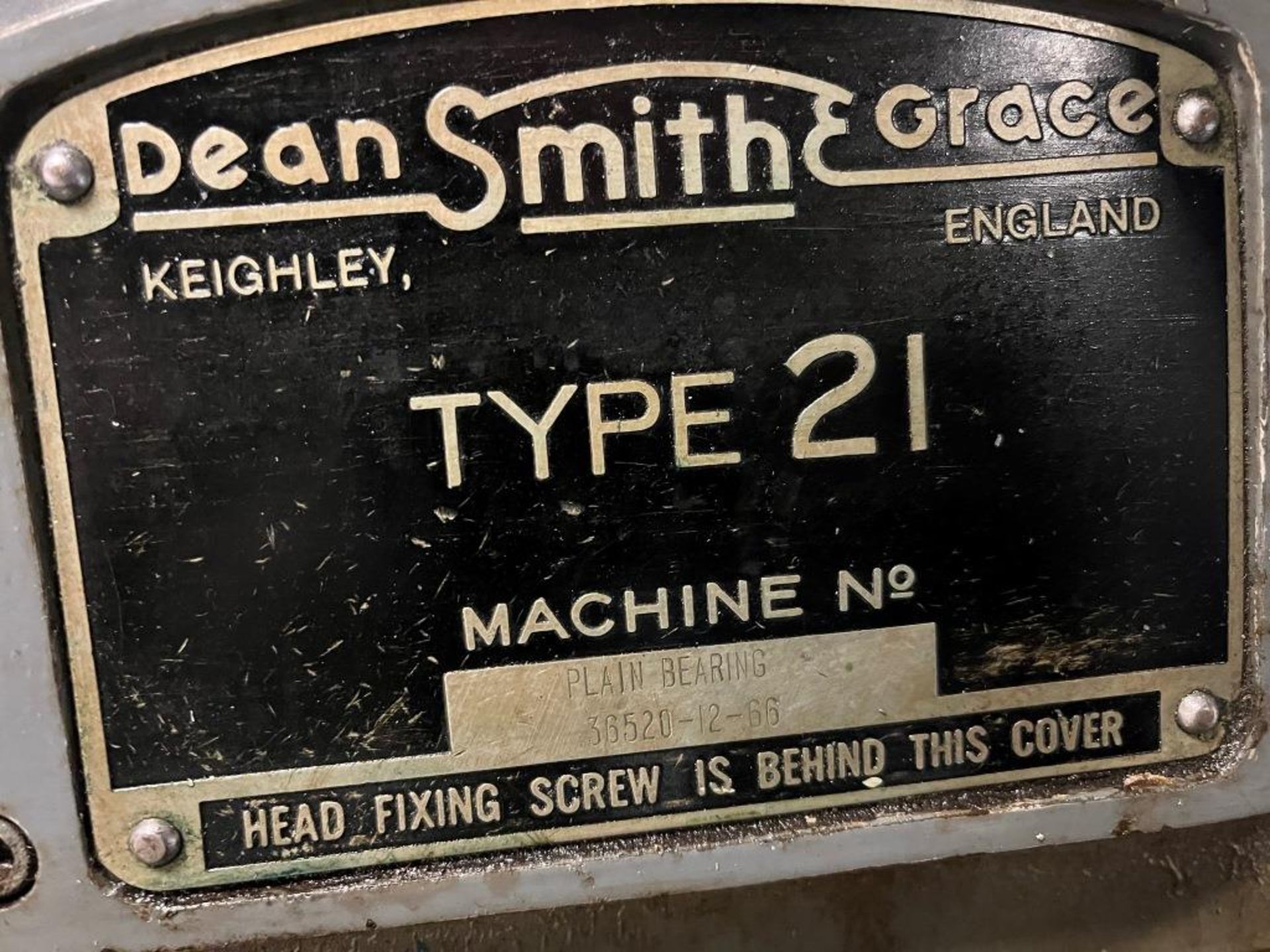 Dean Smith & Grace gap bed lathe, 21 x 60, type 21, Serial No. Plain Bearing 36520-12-66, Please - Image 11 of 11