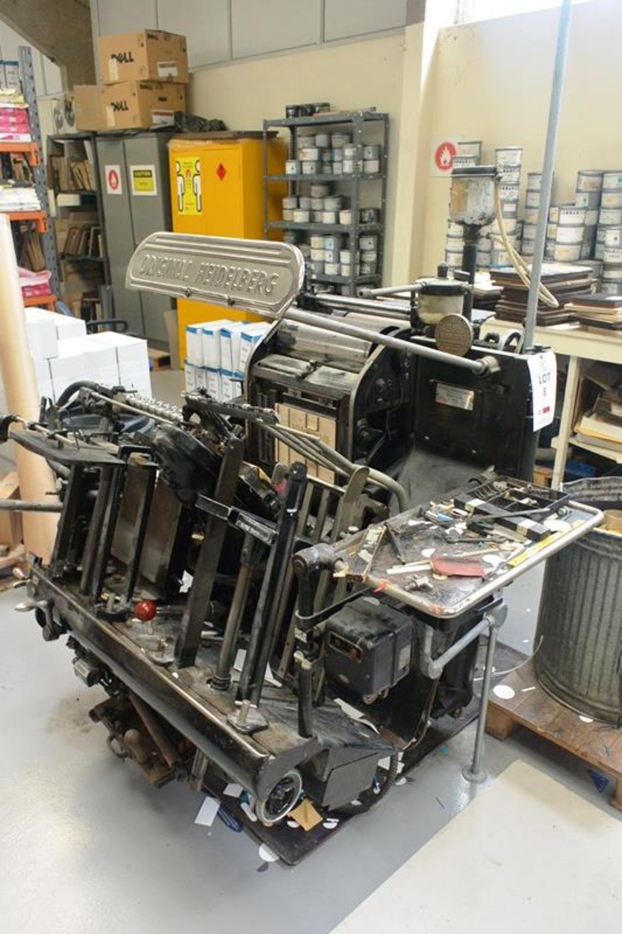 Original Heidelberg platen type cutting and creasing press, serial no. 138280E, 34 x 26cm platen