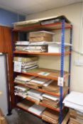 Bay of adjustable boltless stores racking (5 shelf), approx width 1240mm, height 2000mm (excludes al