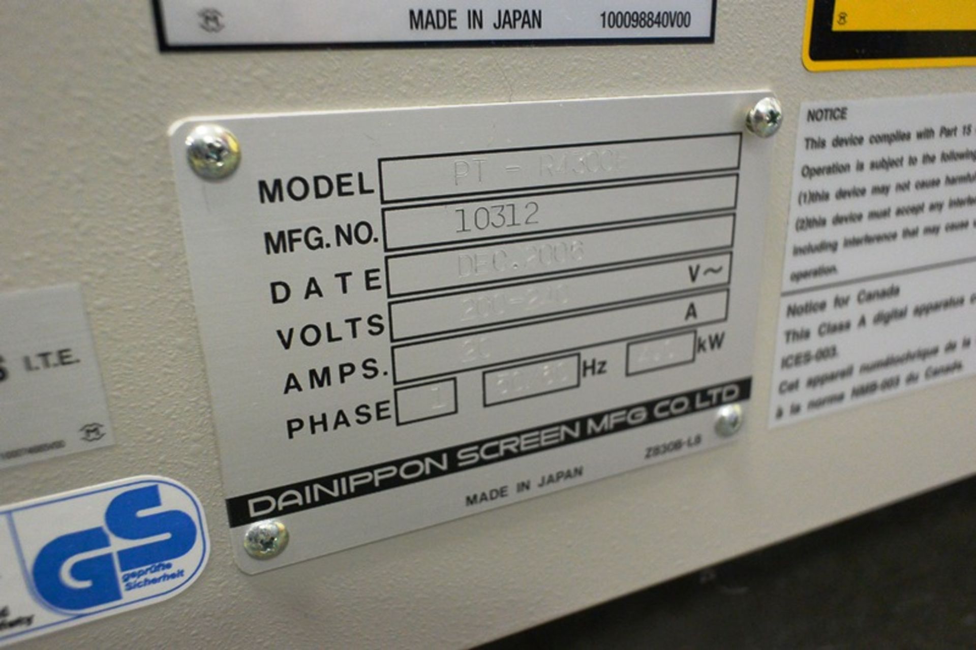 Screen CTP unit including screen single cassette auto loader, 5A-L4100, serial no. 433 (2007), - Image 9 of 10