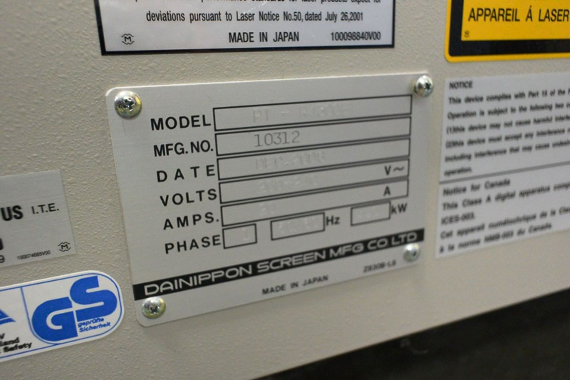 Screen CTP unit including screen single cassette auto loader, 5A-L4100, serial no. 433 (2007), - Image 7 of 10