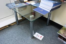 Glass topped square table