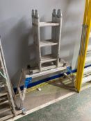 Aluminium step up working platform and an aluminium folding ladder
