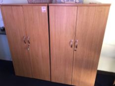Two Sapele 2 door stationery cabinets c/w stationery as lotted.