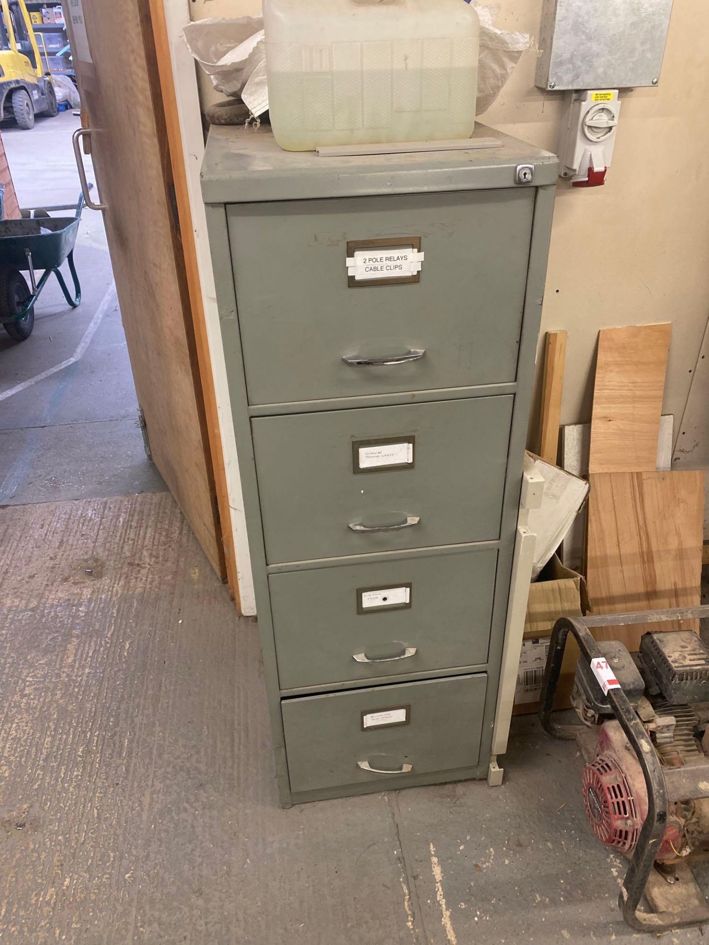 3 Metal two door cabinets, 3 Metal four drawer filing cabinets, 8 wooden trestles - Image 2 of 4