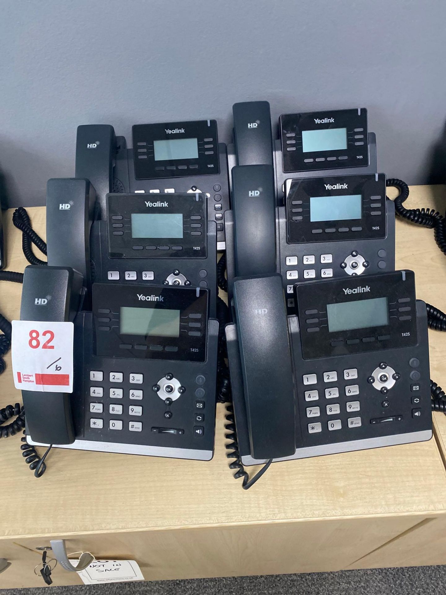 Six Yealink T42S IP telephones