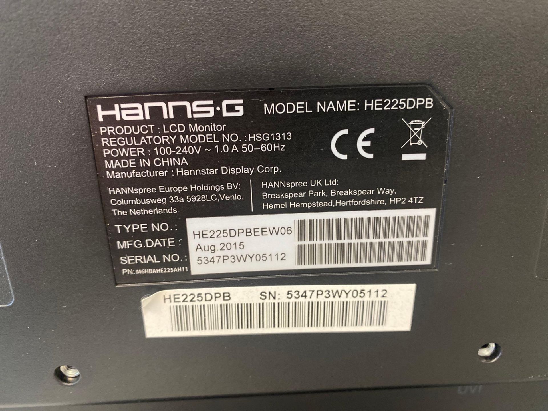 2 Hanns-G HE225 22 inch flatscreen computer monitors - Image 3 of 3