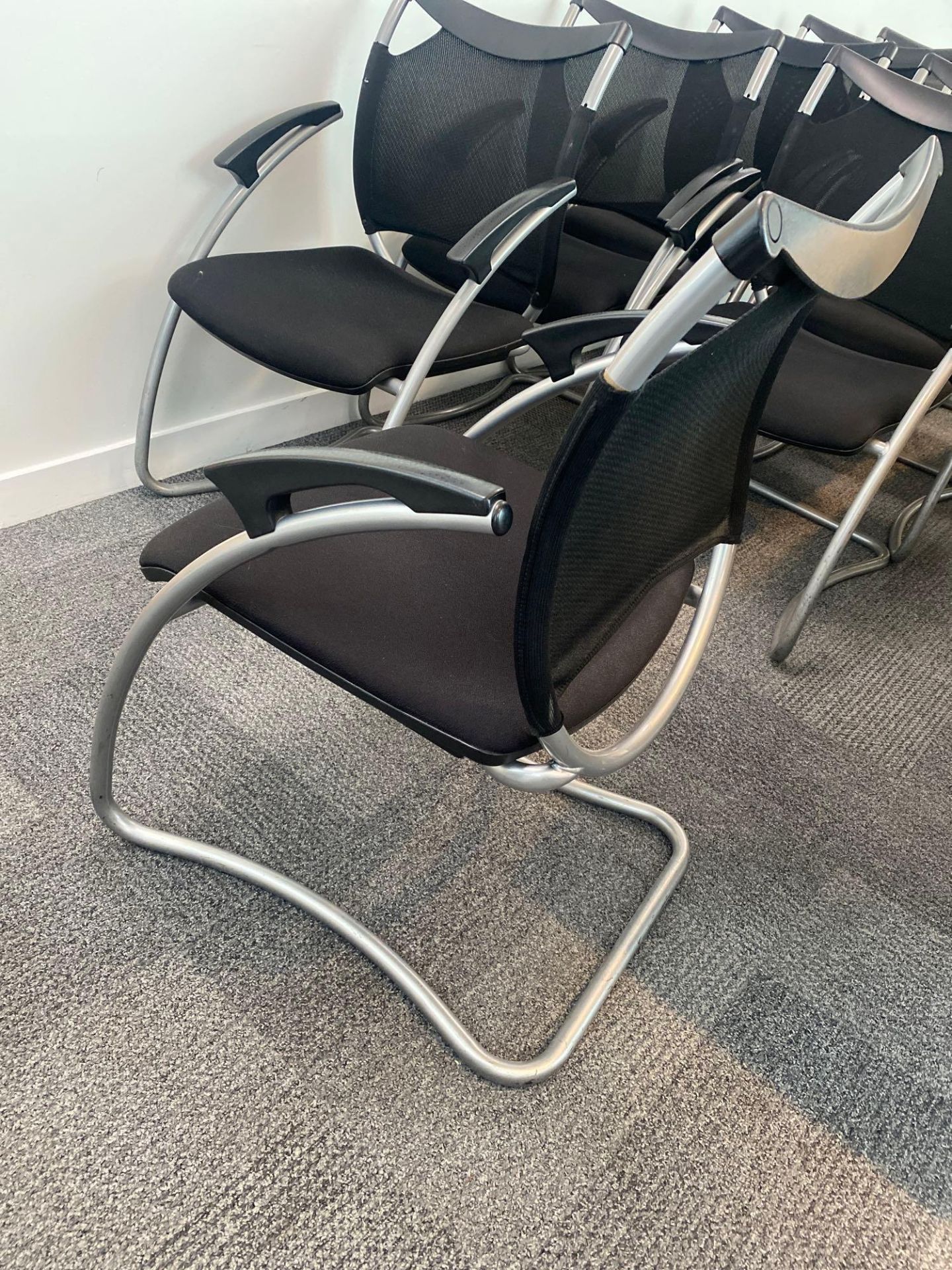 10 LGA GS, chrome frame black mesh back cantilever meeting room chairs - Image 2 of 4
