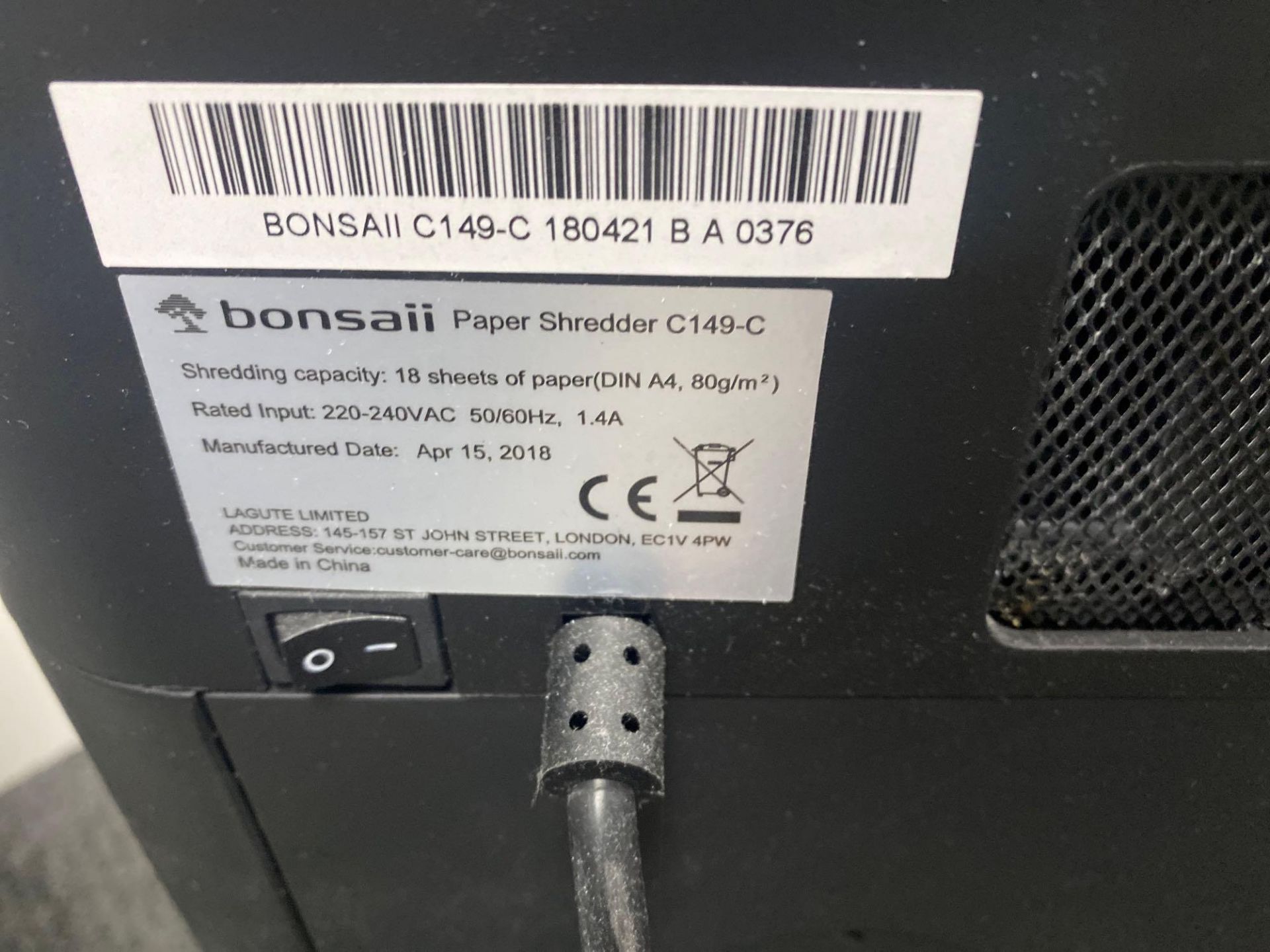 Bonsaii c149-c paper shredder - Image 3 of 3