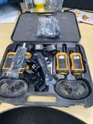 Set up 4 Motorola T80 Extreme Hunter walkie-talkies complete with chargers in carry case