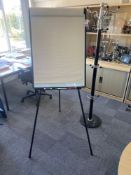 Marble based metal framed coat stand and a tripod flipchart