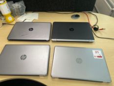 4 various Hewlett Packard 15” laptops with i3 processors and chargers
