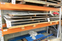 Quantity of assorted aluminium sheet stock, located on shelf to include: 1 x 6mm 525L, 2500 x 1250mm