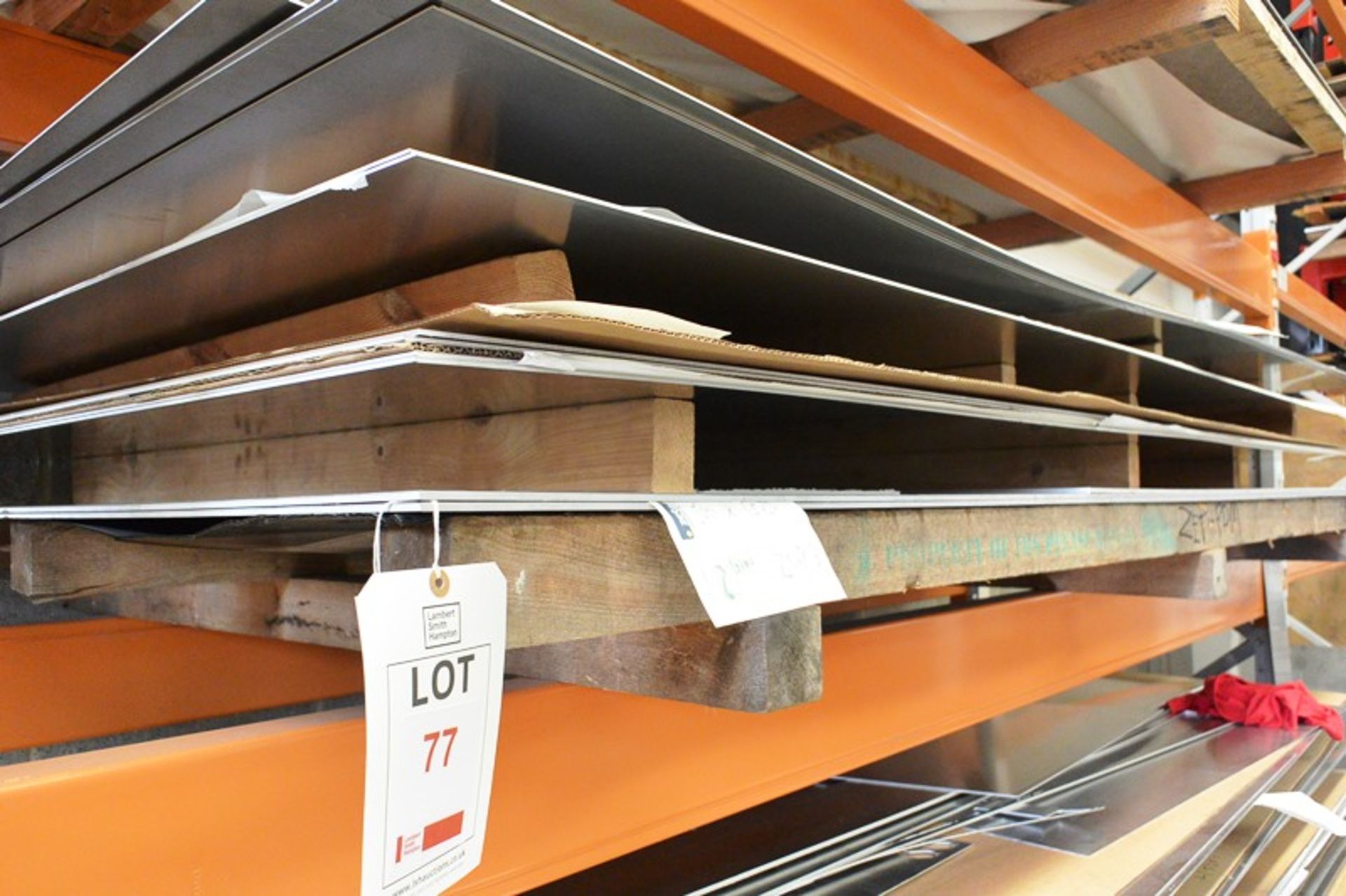 Quantity of assorted aluminium sheet stock, located on shelf