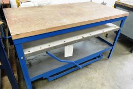 Steel frame mobile workbench, approx 1500 x 750mm