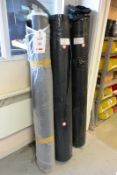 Two rolls of black Viton sheeting, 3mm thick and roll of black Neoprene